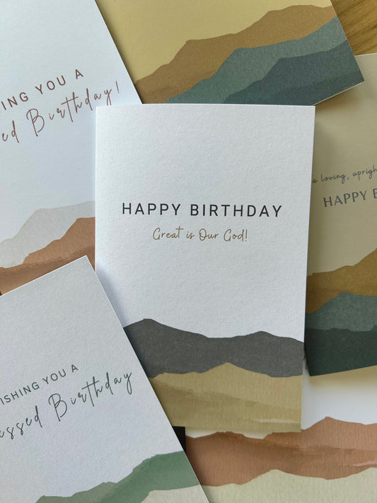 Watercolor Mountains Birthday Set